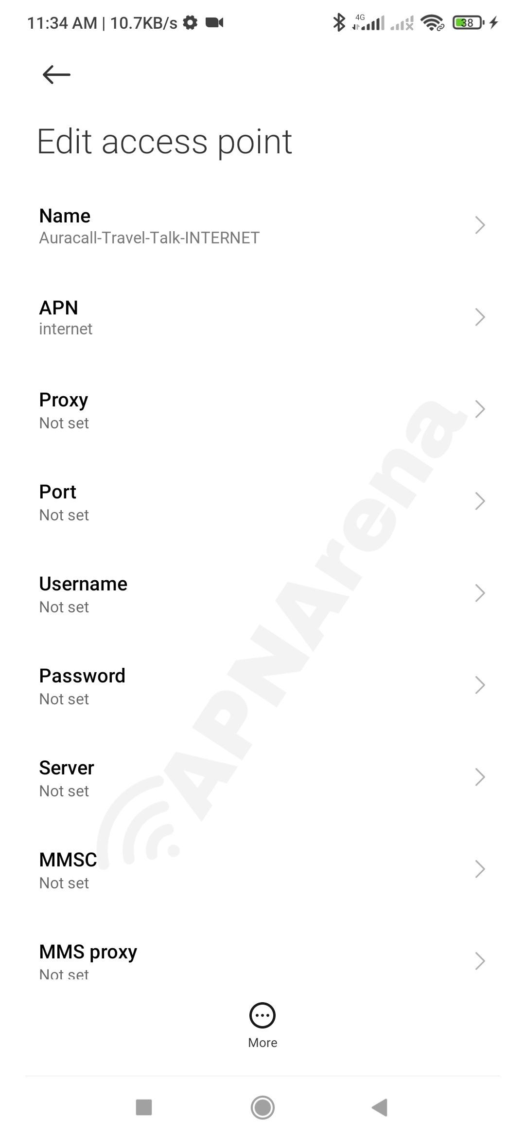 Auracall Travel Talk APN Settings for Android