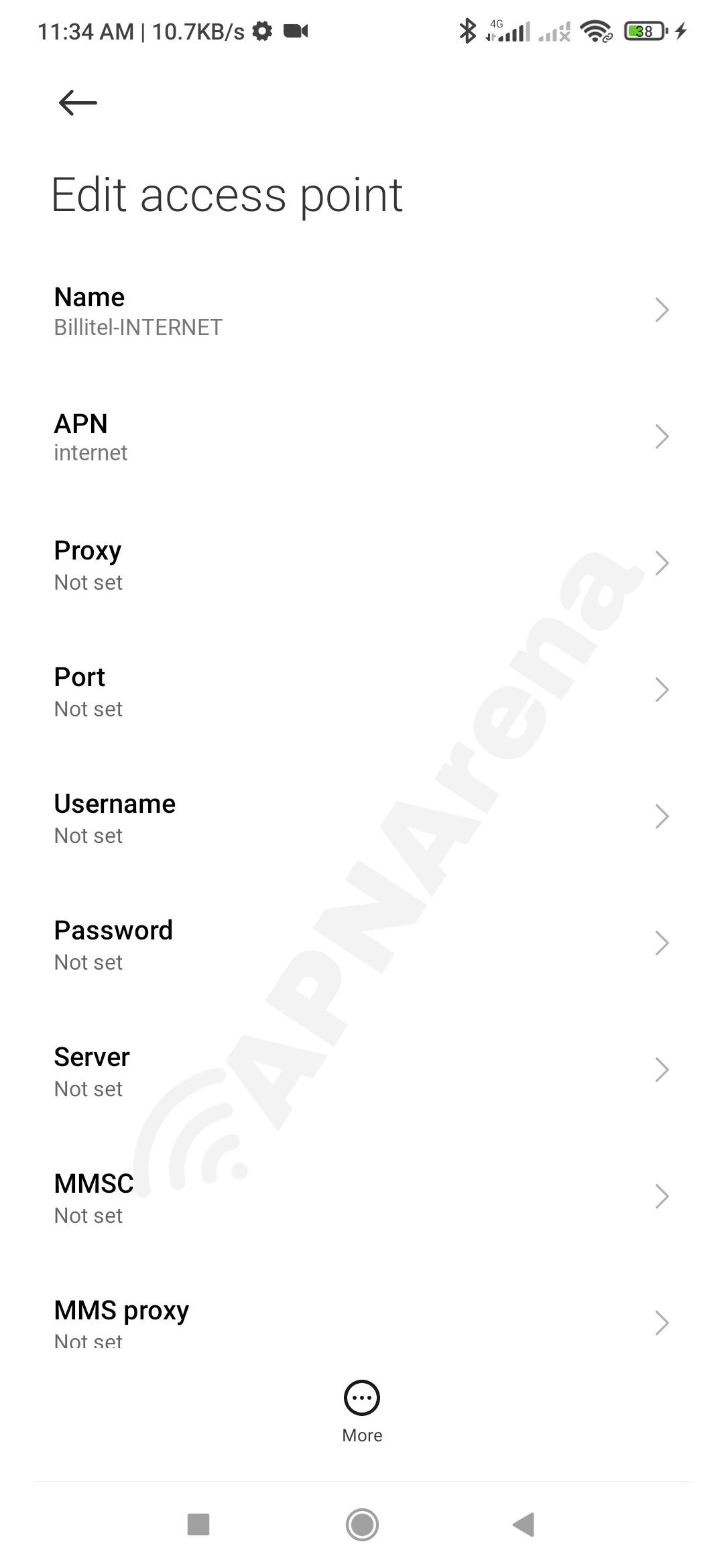 BilliTel APN Settings for Android