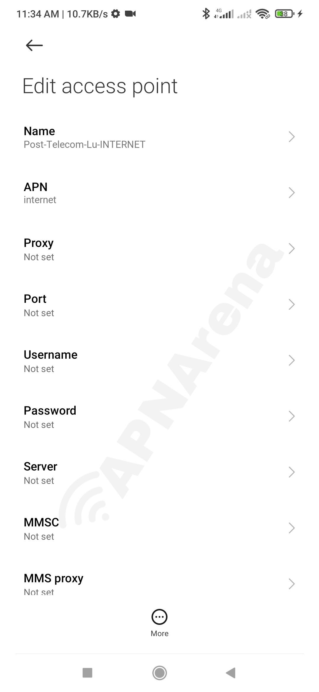 Post Telecom Luxembourg APN Settings for Android