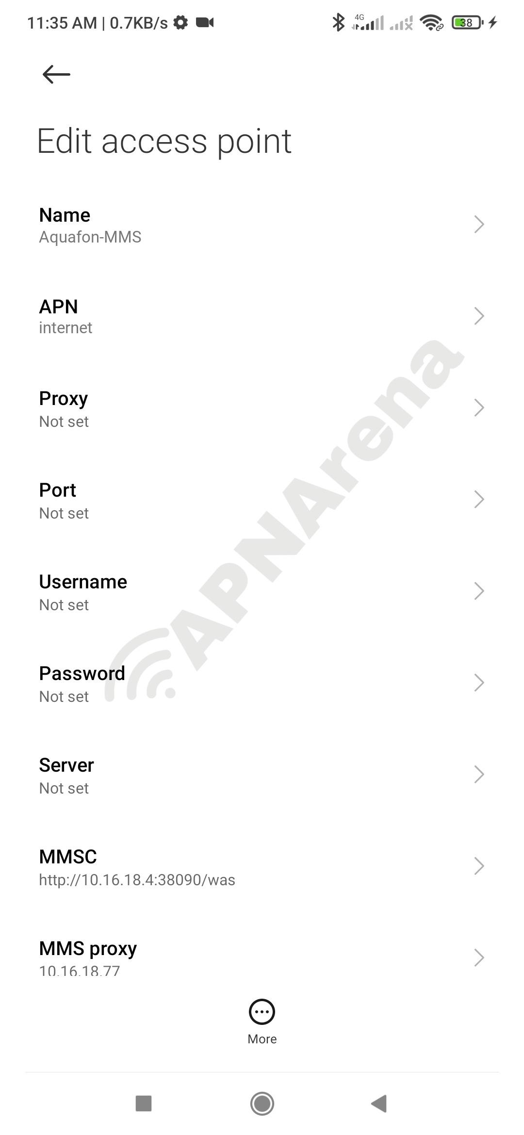 Aquafon MMS Settings for Android