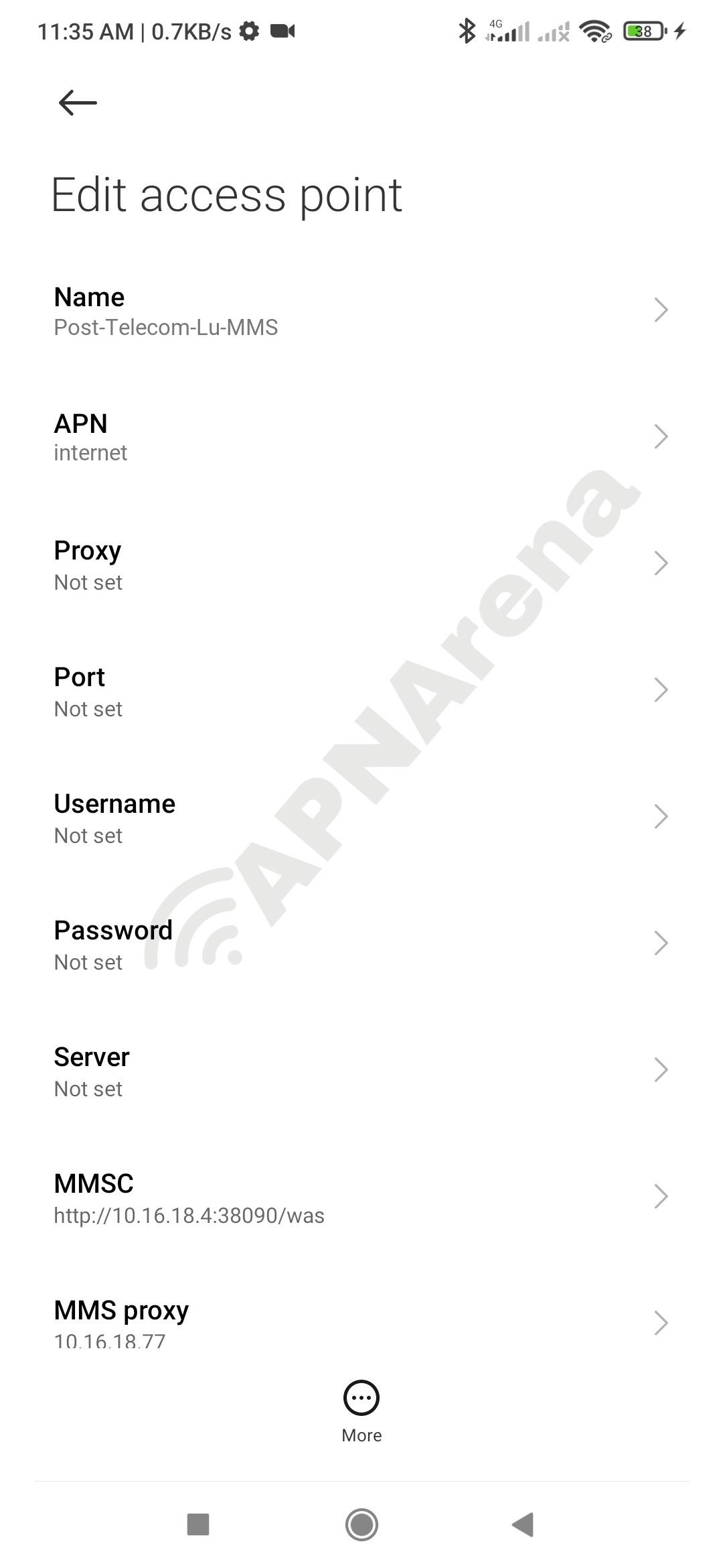 Post Telecom Luxembourg MMS Settings for Android