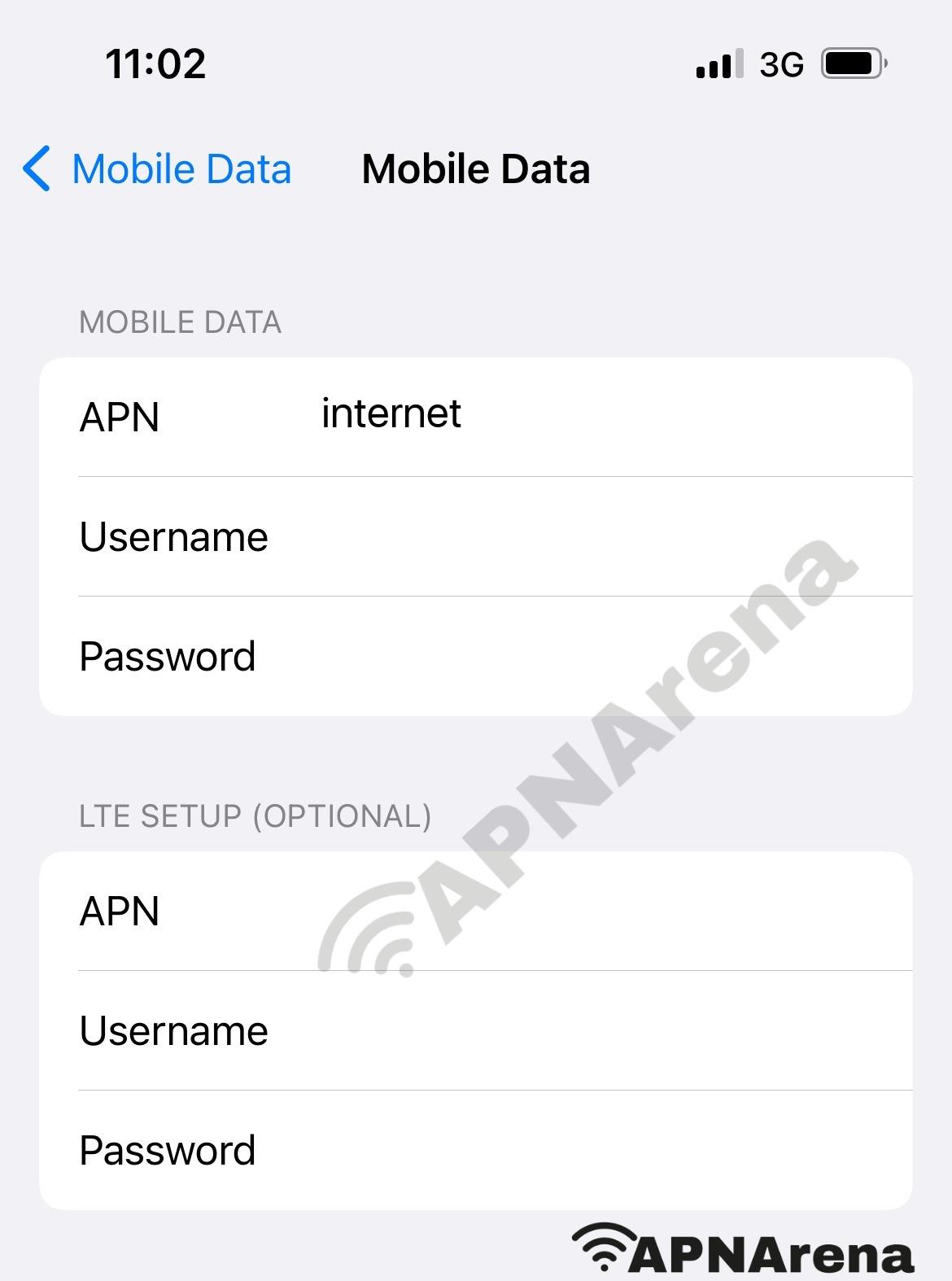 Afghan Wireless APN Settings for iPhone